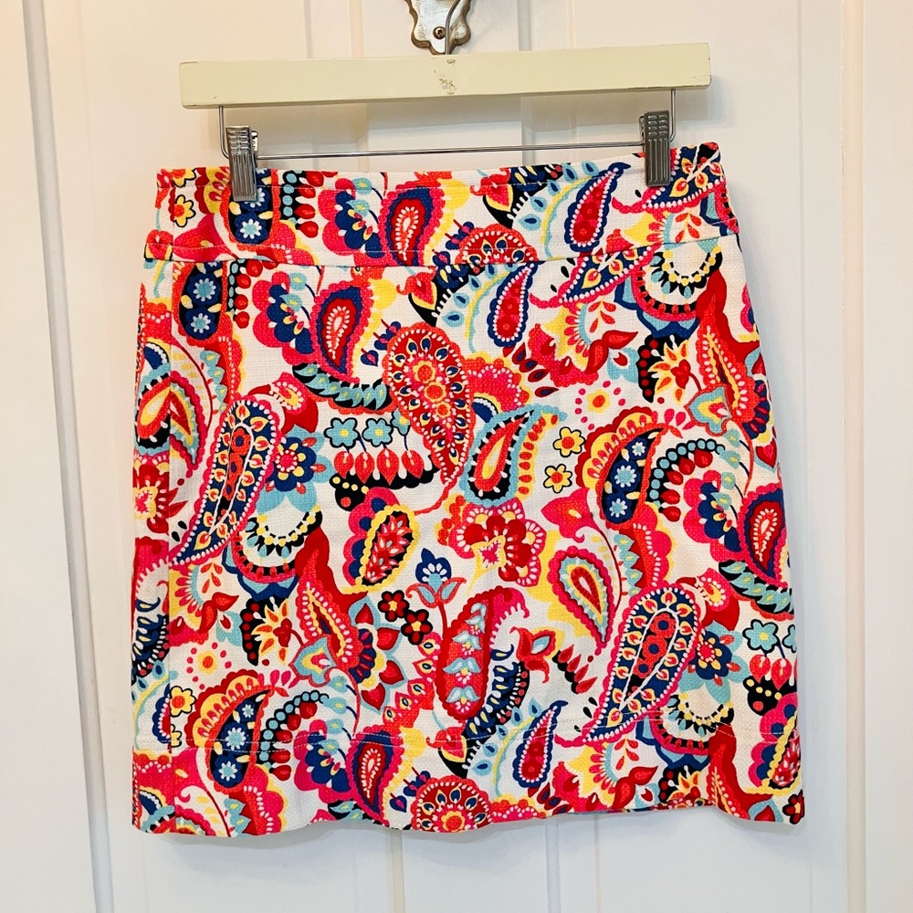 Talbots Bright Paisley Print Cotton Piqué Mini Skirt size 6P